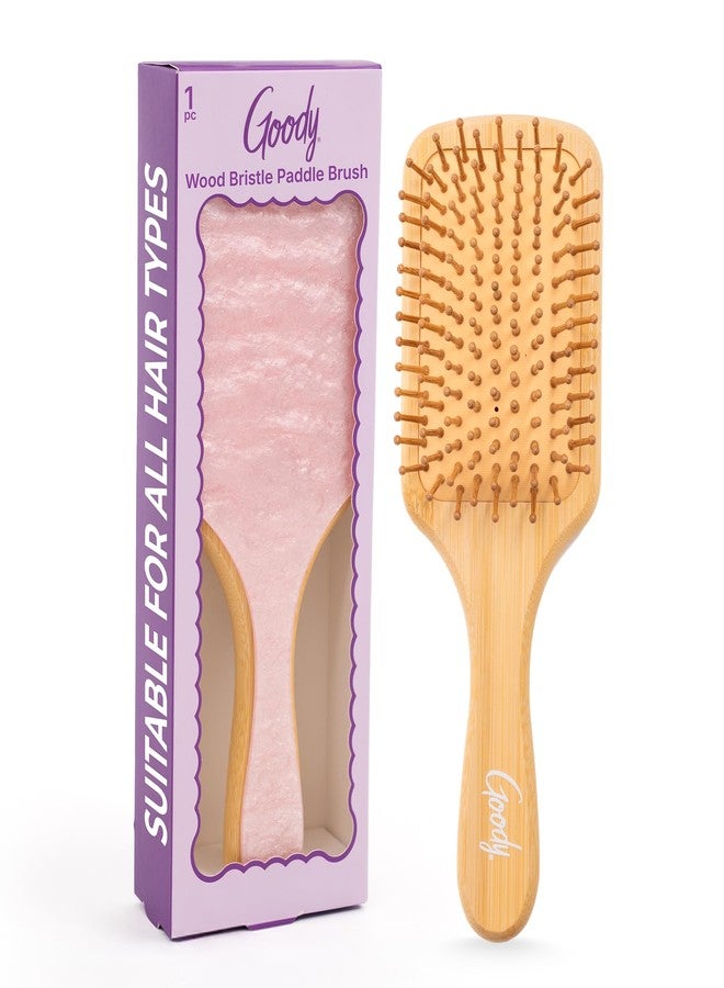 Goody Paddle Brush, Pink Sparkle, Bamboo Bristles for Ouchless Detangling, Tackles Tangles, Knots & Frizz, Use as a Detangler or Styling Brush For All Hair Types, Gift for Women & Girls - Image 1