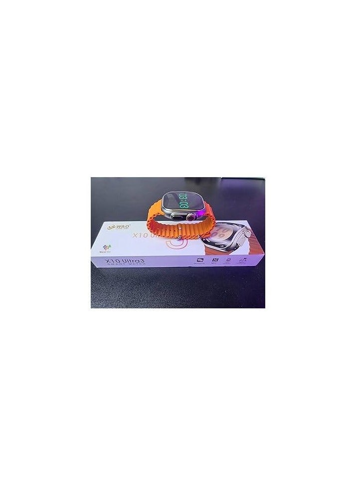 W&O Smart Watch X10 Ultra 3 Curved Glass With Silicone Strap and Wireless Charging - Image 3