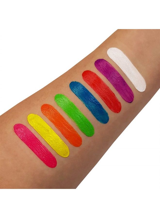 Moon Glow Blacklight Neon Face Paint Stick/Body Crayon makeup for the Face & Body - Intense set of 8 colours - Glows brightly under blacklights - Image 2