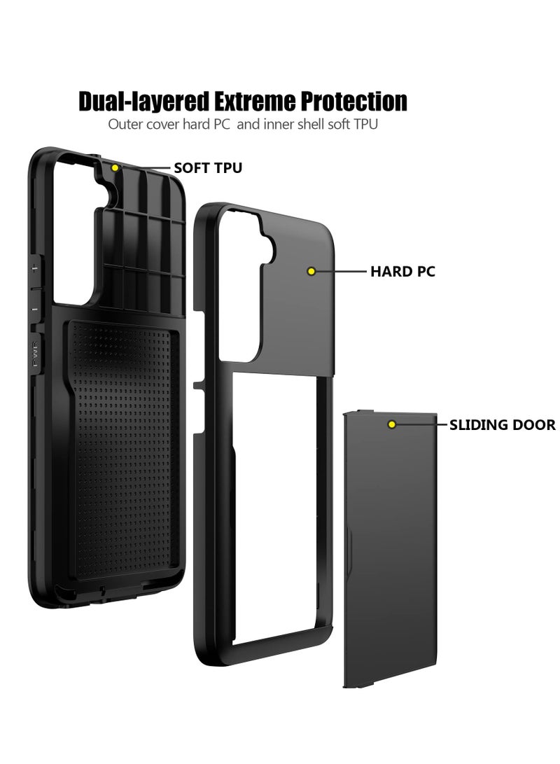 SYOSI for Case Samsung Galaxy S22 Case Wallet Case with Credit Card Holder, All-Round Protection Shockproof Phone Cover Designed for Samsung Galaxy S22 5G(6.1 inch Black) - Image 3