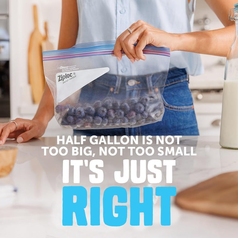 Ziploc Half Gallon Food Storage Freezer Bags Easy Open and Close 40 Bags Total - Image 4