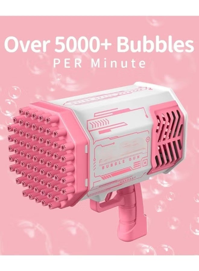 TOY GARDEN 69-Hole Bubble Gun Machine with Lights | Pink Bubble Blower for Kids & Adults | Includes Bubble Solution | Perfect for Birthday, Wedding, and Party Fun - Image 5
