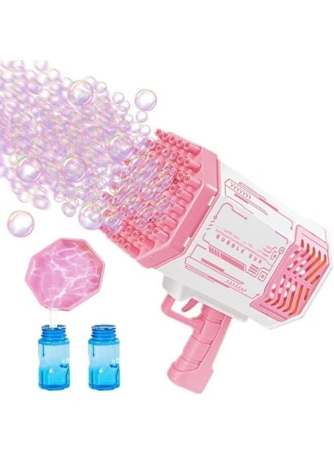 TOY GARDEN 69-Hole Bubble Gun Machine with Lights | Pink Bubble Blower for Kids & Adults | Includes Bubble Solution | Perfect for Birthday, Wedding, and Party Fun - Image 1