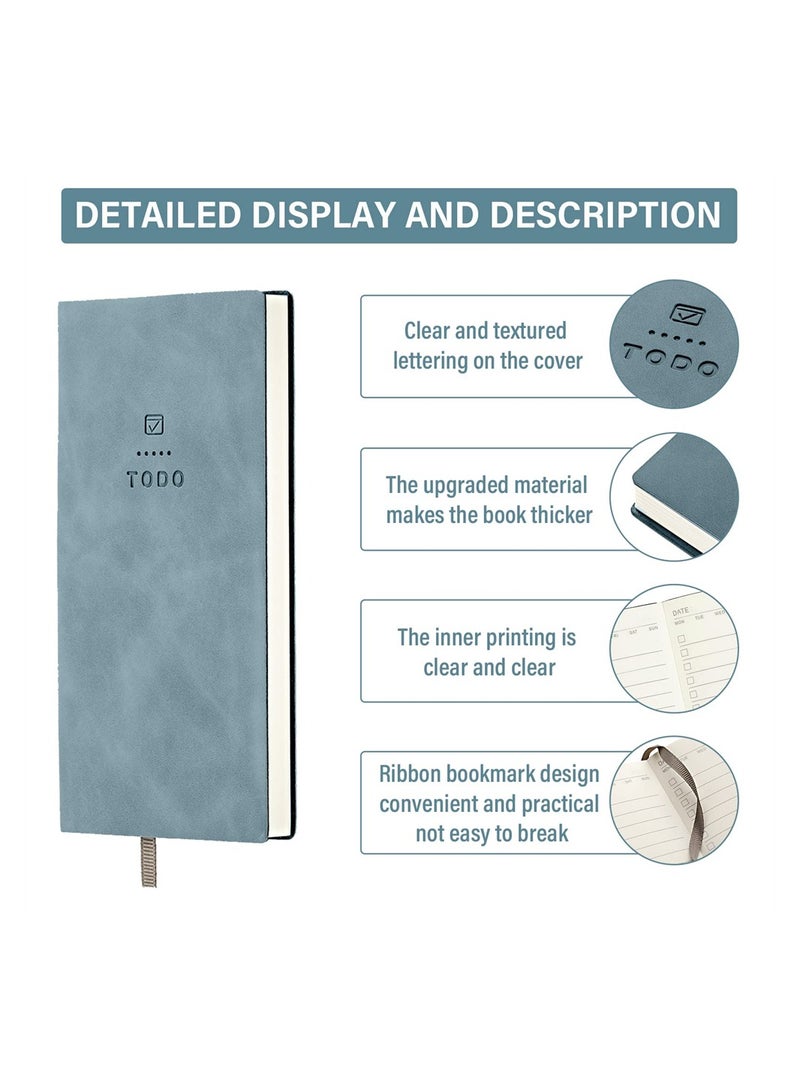 Soft Leather To Do List Notebook Set 2 Pcs 196 Pages Personalized Checklist for Daily Plans School Supplies Ideal for Students in Sky Blue and Pink - Image 5