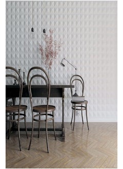 Black 12Pcs Decorative 3D Wall Panels in Diamond Design 3D Wall Panel Diamond for Interior Wall Décor PVC Wall Panels for Living Room Lobby Bedroom Hotel Office White 50 * 50cm  - Image 5