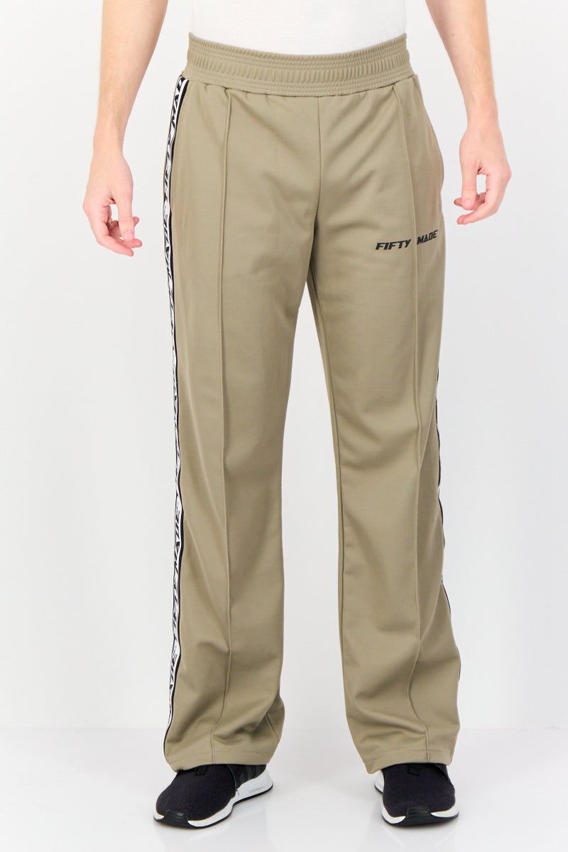 Fifty Made Men Sportswear Fit Long Inseam Training Track Pants, Khaki  - Image 1