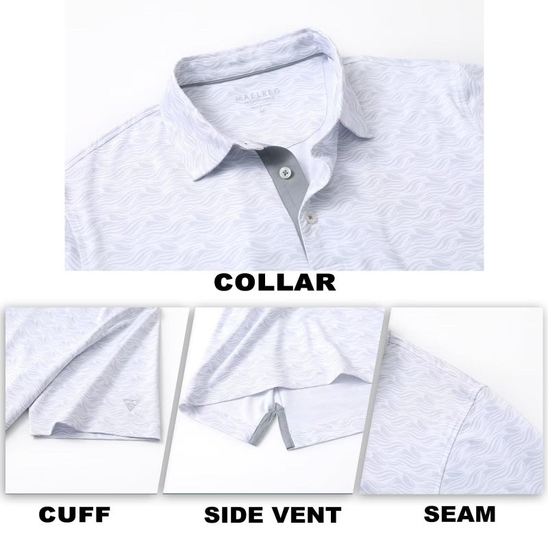 M MAELREG Golf Shirts for Men Dry Fit Print Patterns Performance Moisture Wicking Mens Polo Shirts Short Sleeve - Image 5