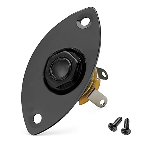MAXCHEER 1/4" Oval Guitar Jack 6.35mm Output Input Plug Socket for Mono Electric Guitar (Black) - Image 1
