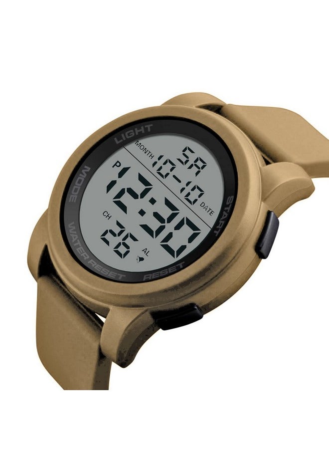 Shocknshop Shocknshop Rubber Led Digital Sports Multi Functional Dial Watch For Men Boys (White Dial & Beige Colored Strap) -Wch46, Beige Band  - Image 2