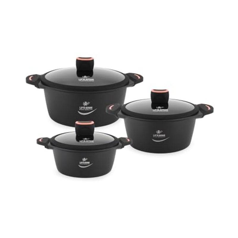 6Pcs Non-Stick Cookware Sets-Titanium PEEK Coating Cookwares, Cooking Set Non-Stick Includes 20/24/28cm Soup Pot with Lid, Oven Safe Kitchen Cooking Pot - Image 1