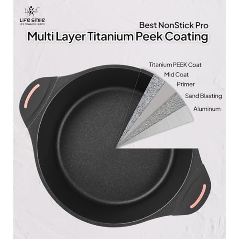 6Pcs Non-Stick Cookware Sets-Titanium PEEK Coating Cookwares, Cooking Set Non-Stick Includes 20/24/28cm Soup Pot with Lid, Oven Safe Kitchen Cooking Pot - Image 4