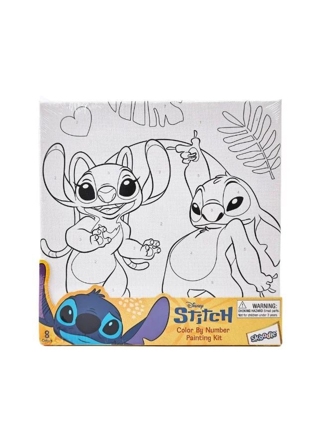ديزني Stitch Color by Number Painting Kit | Canvas with Brushes | Learn Number Recognition & Color Matching | Educational Activity For Kids | Age 3+
