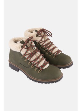 Sun Stone Men Glenn Faux-Leather Lace Up Casual Shoes, Olive  - Image 1