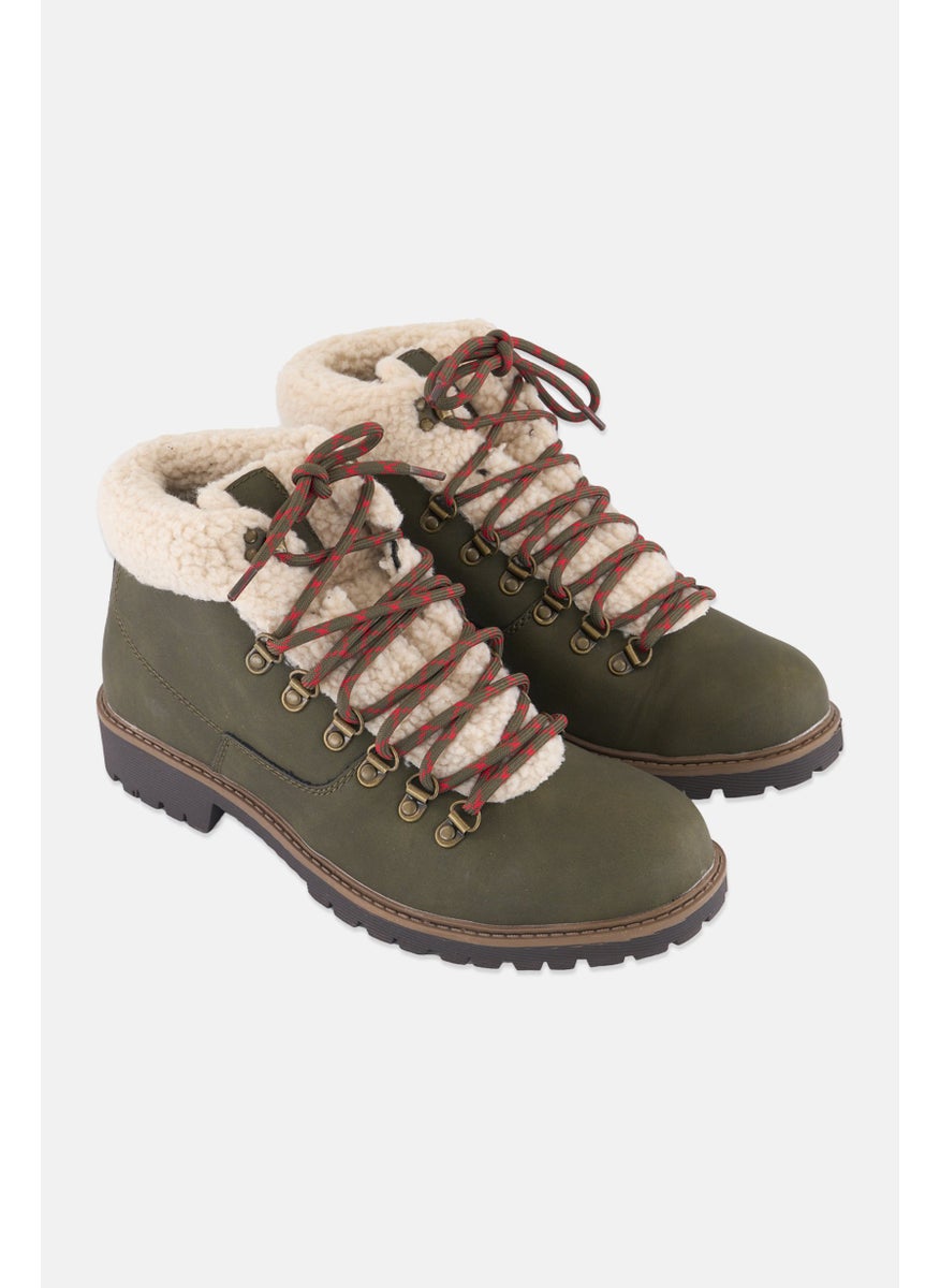 Sun Stone Men Glenn Faux-Leather Lace Up Casual Shoes, Olive  - Image 1