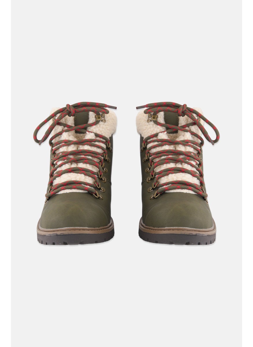 Sun Stone Men Glenn Faux-Leather Lace Up Casual Shoes, Olive  - Image 3