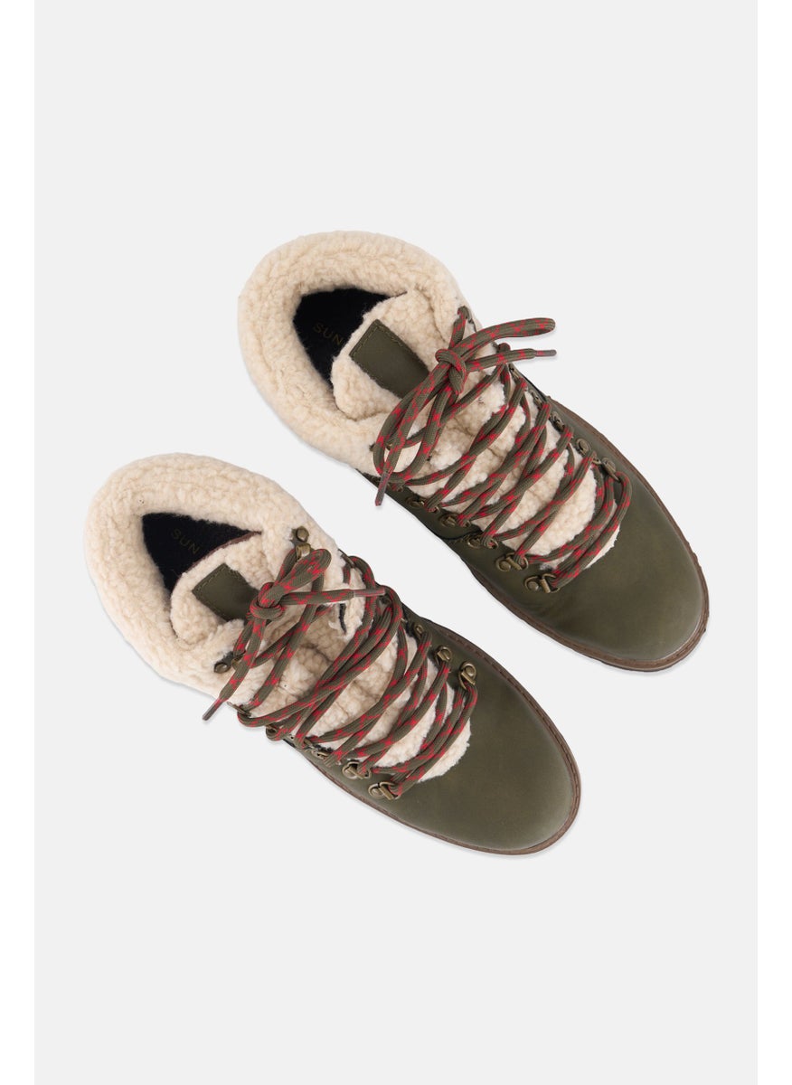 Sun Stone Men Glenn Faux-Leather Lace Up Casual Shoes, Olive  - Image 4