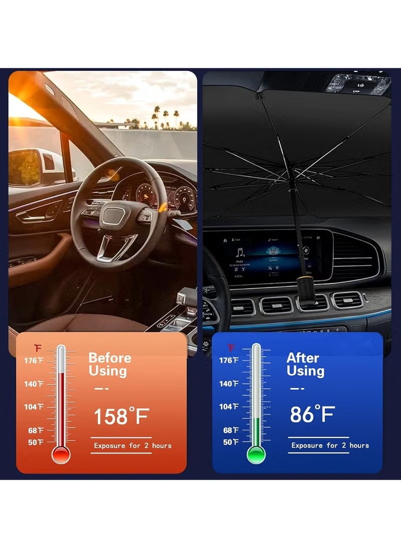 Classic Foldable Windshield Sun Shade Umbrella for Car, UV Rays Heat Sun Visor, Interior Protection - Image 4