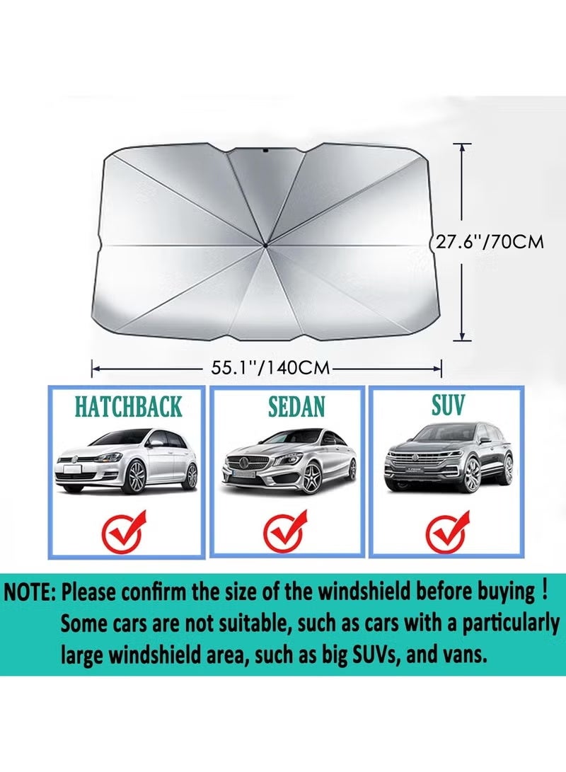 Classic Foldable Windshield Sun Shade Umbrella for Car, UV Rays Heat Sun Visor, Interior Protection - Image 3