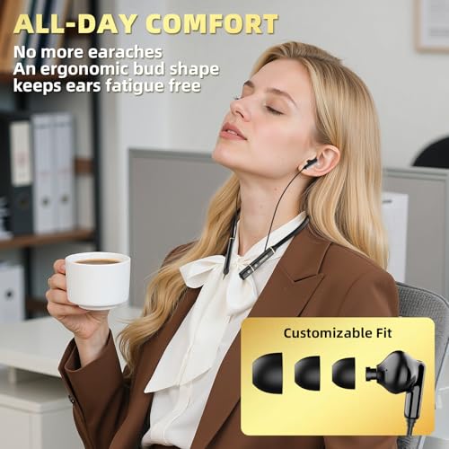 PROMISE A12 Wireless Neckband Bluetooth 5.3 Earbuds - 60H Playtime, Built-in OTG Fast Charger, Noise-Isolating Earphones for Sports/Workout,Gaming/Calls Comfortable Lightweight Headphones Technology. - Image 2