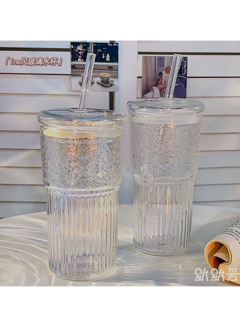 Jingke Glass Cup Straw Cup Flower and Fruit Tea Cup Coffee Cup 650ml - Image 3