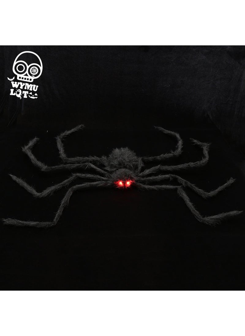Loquat Glowing Spider Web Prop Giant Voice-Activated Decor 150cm red-eye glowing Spider (red eyes)