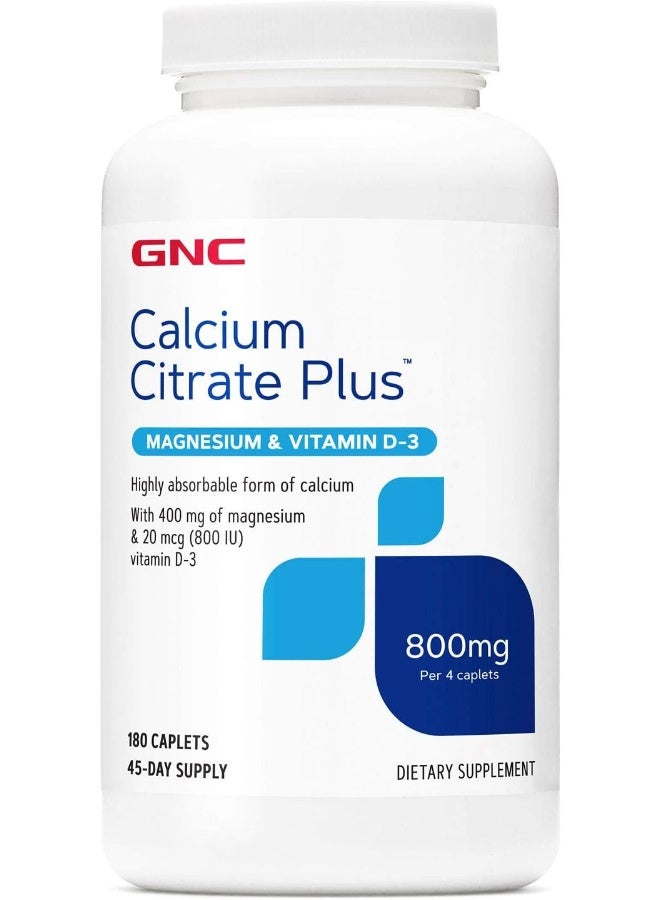 GNC Calcium Citrate Plus 800mg Supplement, Supports Bone Health, 45 Servings - Image 1