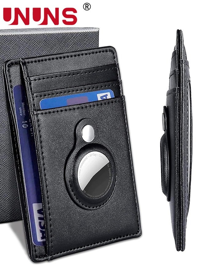 UNUNS Airtag Wallet For Men,Slim Minimalist Wallet For Apple Air Tag,Carbon Fiber RFID Blocking Cash Credit Card Wallet With Airtag Holder,ID Window,Card Slots,Money Clip  - Image 1
