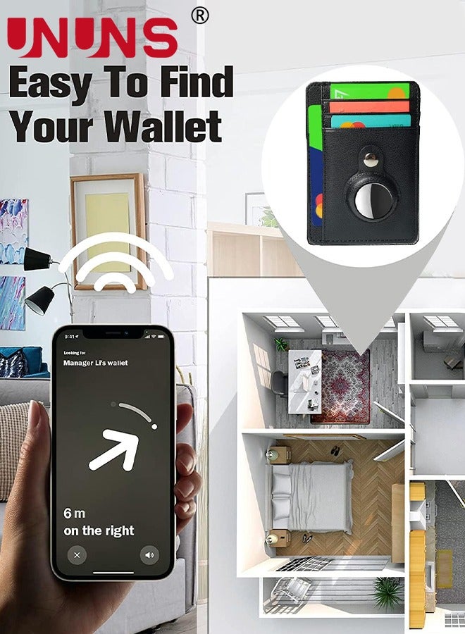 UNUNS Airtag Wallet For Men,Slim Minimalist Wallet For Apple Air Tag,Carbon Fiber RFID Blocking Cash Credit Card Wallet With Airtag Holder,ID Window,Card Slots,Money Clip  - Image 4