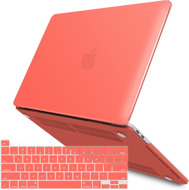 I Benzer Compatible with 2025 2024 M2 MacBook Pro 13 Inch Case 2025-2016 M1 A2338 A2289 A2251 A2159 A1989 A1706 A1708, Hard Shell Case & Keyboard Cover for Mac Pro 13, Coral Orange, T13LCOR+1 - Image 1