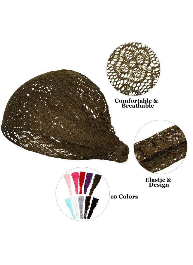 WILLBOND WILLBOND 10 Pieces Lace Elastic Headwrap Lace Elastic Headbands Boho Bandana Bohemian Headband Hair Accessories for Women, 10 Colors  - Image 2