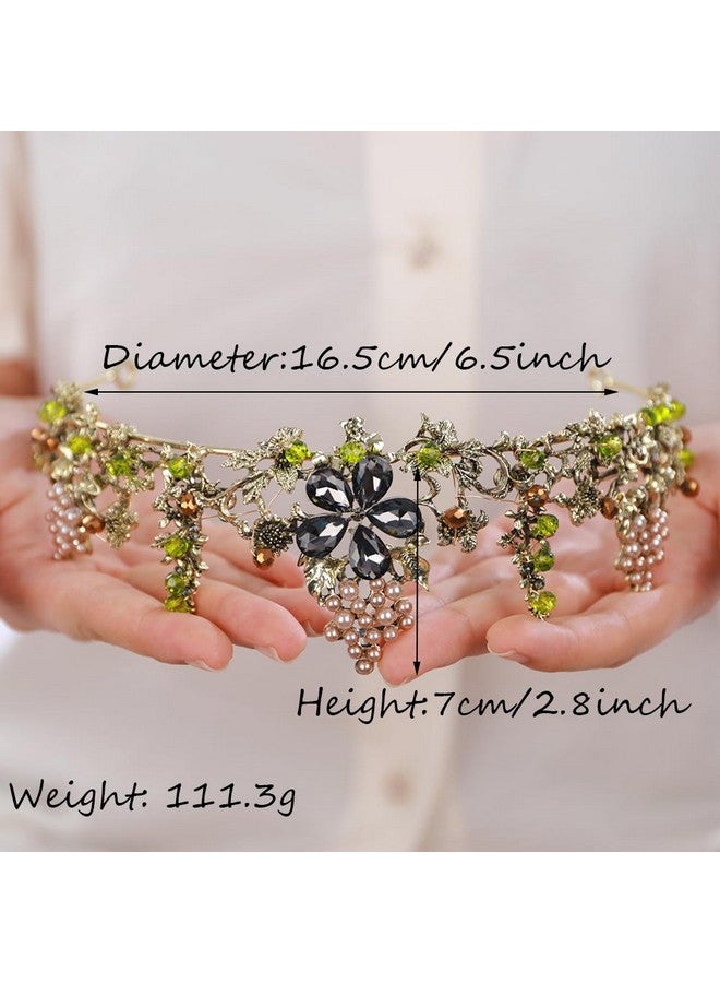 BERYUAN Green Baroque Rhinestone Pearl Headband, Crystal Bride Headpiece For Women Girls, Vintage Queen Flower Hair Accessories, Bridal Hair Accessories For Special Occasions - Image 3
