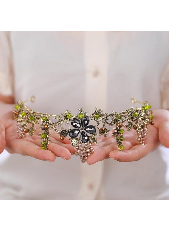 BERYUAN Green Baroque Rhinestone Pearl Headband, Crystal Bride Headpiece For Women Girls, Vintage Queen Flower Hair Accessories, Bridal Hair Accessories For Special Occasions - Image 5