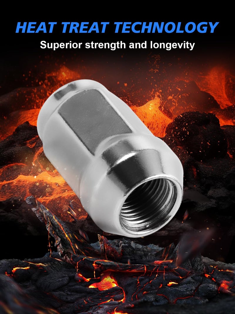 TAGMORE 20pcs 1/2"-20 Lug Nuts - Compatible with 1987-2018 Jeep Wrangler, 1993-2010 Grand Cherokee, 1994-2001 Dodge Ram 1500, 1991-2019 Ford Explorer, One-Piece Design Factory Chrome Wheel Lug Nut Set - Image 3