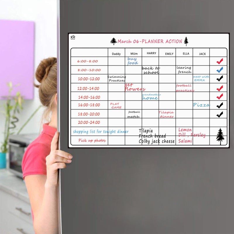 Magnetic Dry Erase Calendar Whiteboard Fridge Magnet Flexible Daily Message Stickers with 3 Board Pen 1 Eraser for Weekly Monthly Organizer Schedule Planner To Do List Notepad Wall Set A3 16.5*11.8in - Image 3