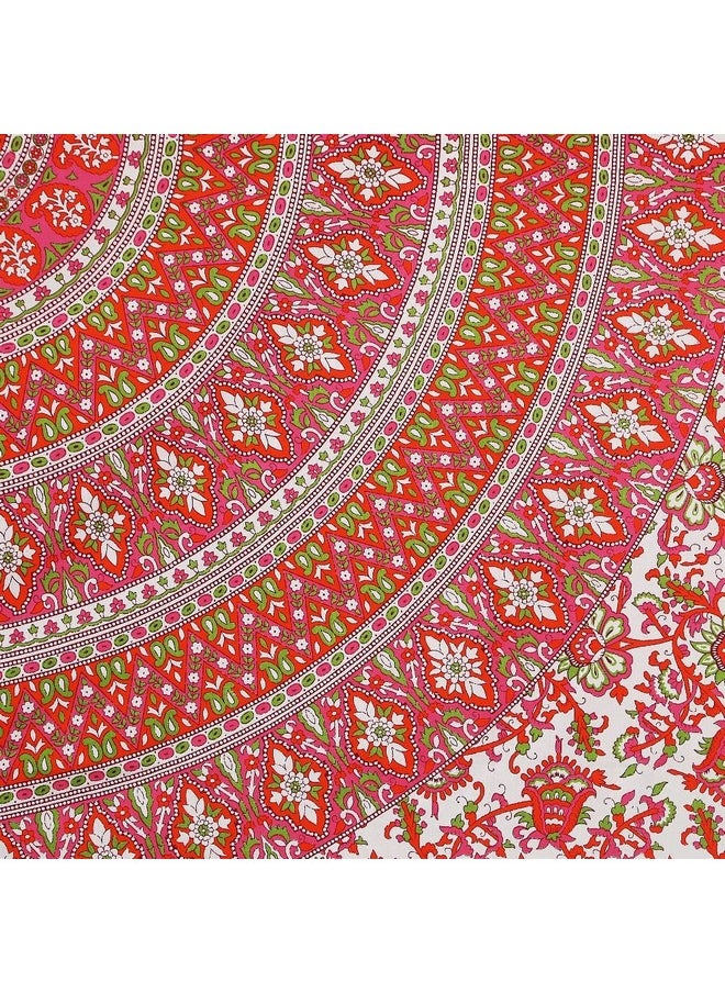 راجاستانكارت - RajasthaniKart® Comfort Rajasthani Jaipuri التقليدي طباعة Sanganeri 144 TC 100% قطن ملاءة سرير مزدوجة مع 2 غطاء وسادة (مزدوج، وردي) - Image 1