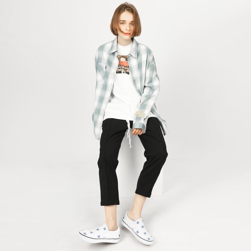 hash bubbie Women's Canvas Slip On Shoes Fashion Sneakers Flats Shoes White Canvas Shoes(White-Blue.US10) - Image 2