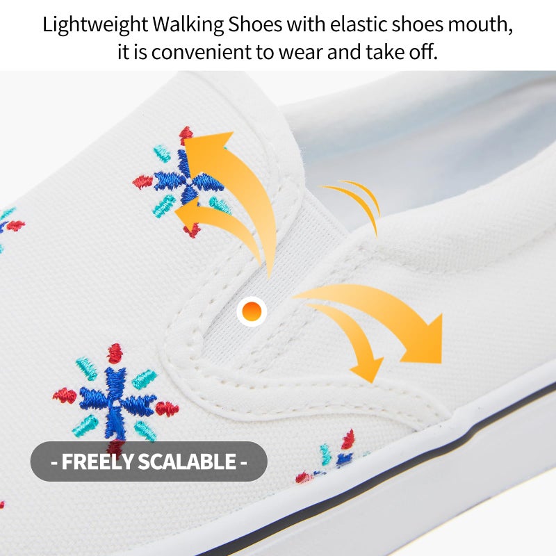 hash bubbie Women's Canvas Slip On Shoes Fashion Sneakers Flats Shoes White Canvas Shoes(White-Blue.US10) - Image 5