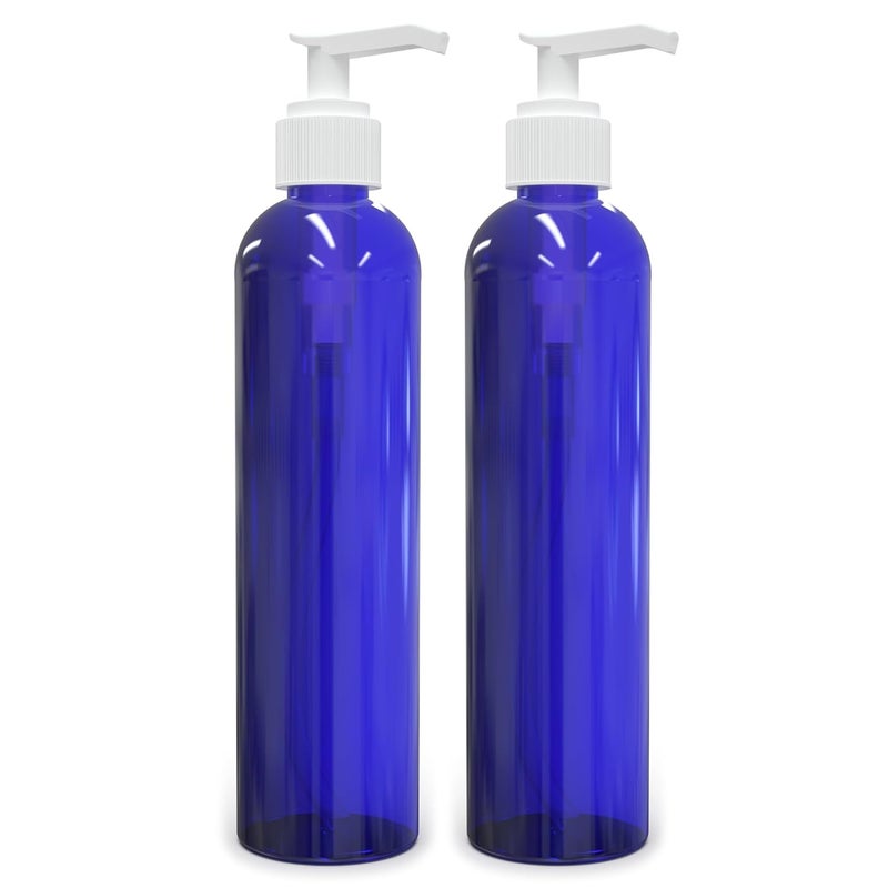 BRIGHTFROM Empty Lotion Pump Bottles, 8 Oz BPA-Free Refillable Plastic Containers, PETE1 Cobalt-Blue, Great for - Soap, Shampoo, Lotions, Liquid Body Soap, Creams and Massage Oil's (Pack of 2) - Image 1