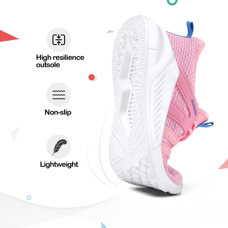 RUNSIDE Boys Girls Tennis Shoes Kids Lightweight Breathable Sneakers Lace-up Running Athletic Shoes for Toddler/Little Kid/Big Kid Rose - Image 4