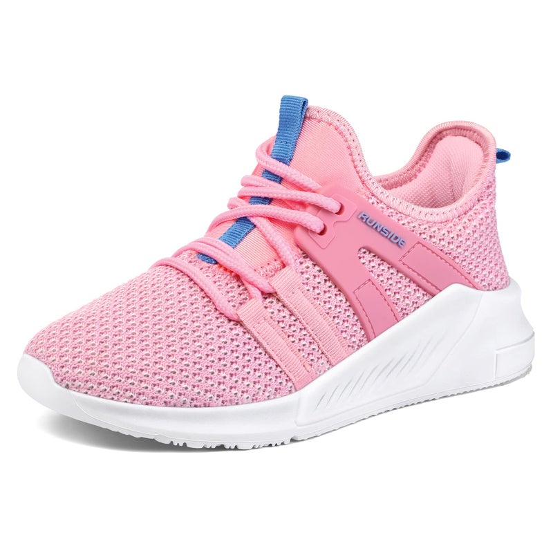 RUNSIDE Boys Girls Tennis Shoes Kids Lightweight Breathable Sneakers Lace-up Running Athletic Shoes for Toddler/Little Kid/Big Kid Rose - Image 1