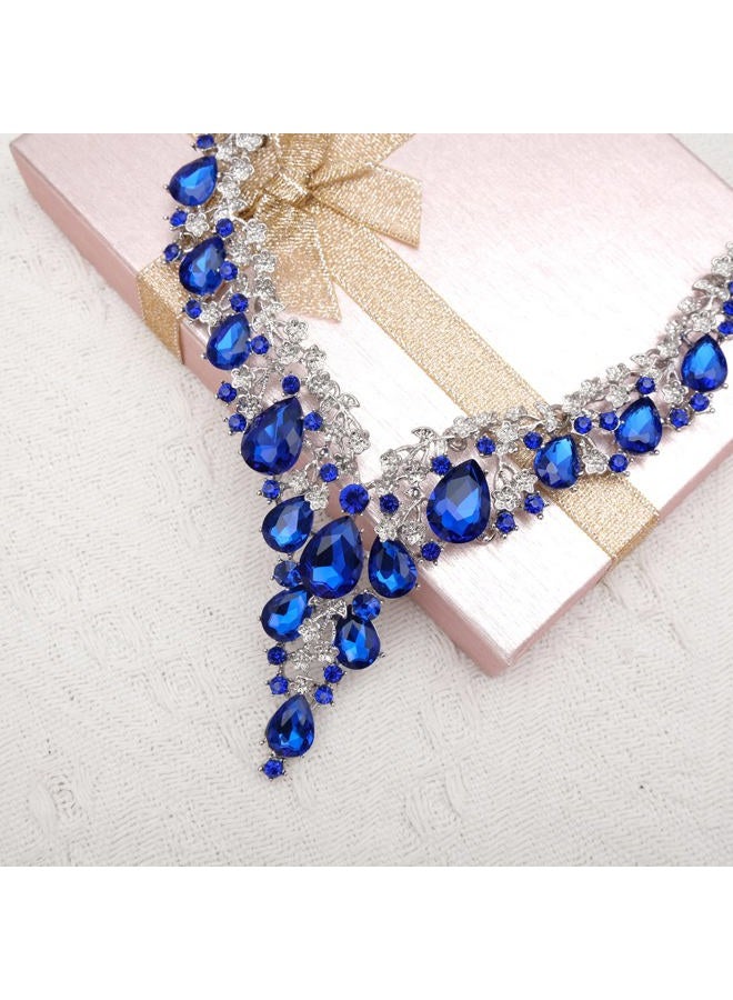 CSY Elegant Crystal Costume Jewelry Sets Flower Bridal Necklace Earrings Stretch Bangle Set for Bride Bridesmaid Wedding Dress Accessories, 42, Metal, Crystal Rhinestone - Image 5