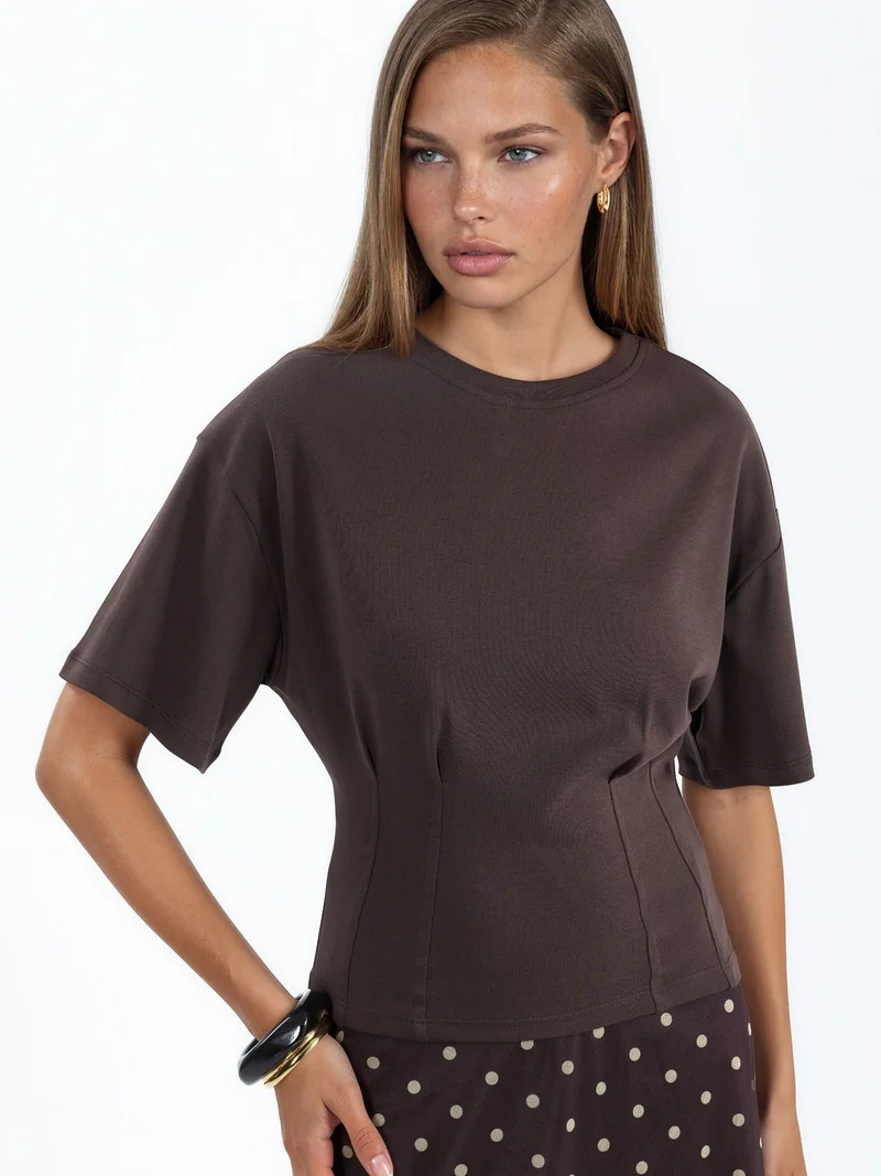 بوسيم BUSEM Women’s Cotton Ribbed Crew Neck Blouse