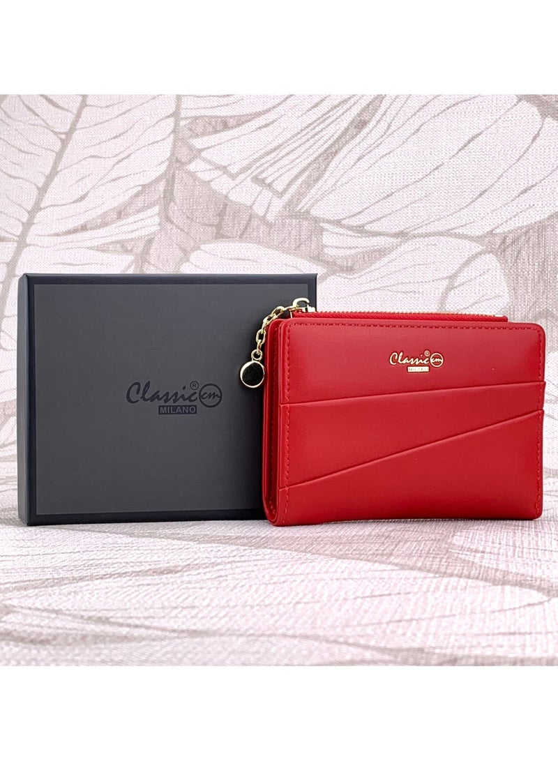 كلاسيك ميلانو - محفظة نسائية أنيقة من الجلد الصناعي مع حافظة بطاقات | محفظة عملات معدنية للنساء | محفظة نسائية نحيفة للاستخدام اليومي والسفر والهدايا - Image 1