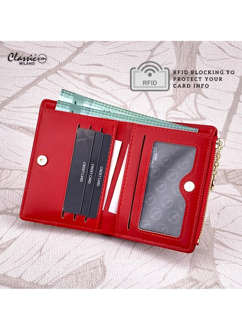 كلاسيك ميلانو - محفظة نسائية أنيقة من الجلد الصناعي مع حافظة بطاقات | محفظة عملات معدنية للنساء | محفظة نسائية نحيفة للاستخدام اليومي والسفر والهدايا - Image 4