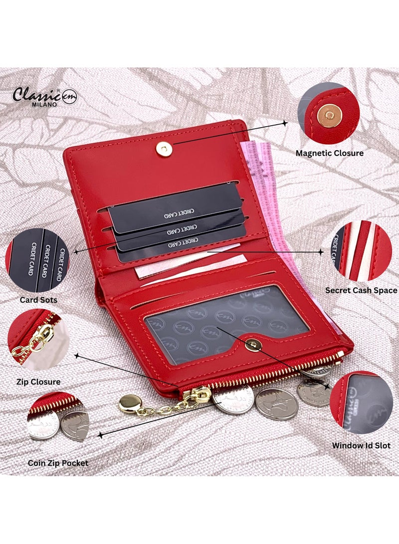 كلاسيك ميلانو - محفظة نسائية أنيقة من الجلد الصناعي مع حافظة بطاقات | محفظة عملات معدنية للنساء | محفظة نسائية نحيفة للاستخدام اليومي والسفر والهدايا - Image 2