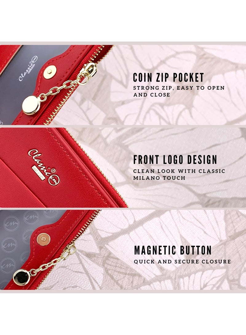 كلاسيك ميلانو - محفظة نسائية أنيقة من الجلد الصناعي مع حافظة بطاقات | محفظة عملات معدنية للنساء | محفظة نسائية نحيفة للاستخدام اليومي والسفر والهدايا - Image 3