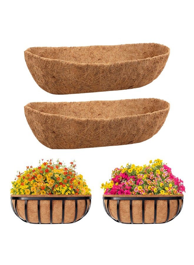 Riare Trough Coco Coir Liners for Planters, Pre-Formed Coconut Coir Replacement Liner Natural Coco Fiber Window Box Liners for Wall Planter, Window Basket Deck Railing Planter (2, 24inch) - Image 1