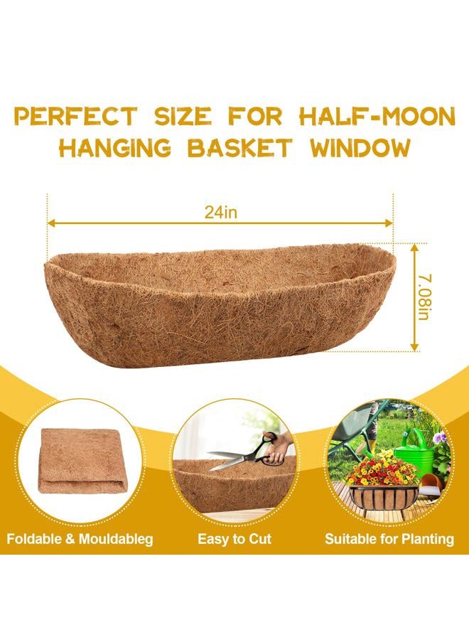 Riare Trough Coco Coir Liners for Planters, Pre-Formed Coconut Coir Replacement Liner Natural Coco Fiber Window Box Liners for Wall Planter, Window Basket Deck Railing Planter (2, 24inch) - Image 2