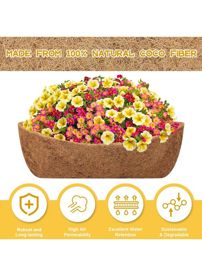 Riare Trough Coco Coir Liners for Planters, Pre-Formed Coconut Coir Replacement Liner Natural Coco Fiber Window Box Liners for Wall Planter, Window Basket Deck Railing Planter (2, 24inch) - Image 3