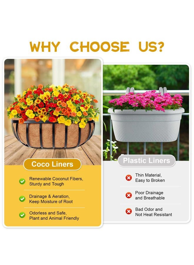 Riare Trough Coco Coir Liners for Planters, Pre-Formed Coconut Coir Replacement Liner Natural Coco Fiber Window Box Liners for Wall Planter, Window Basket Deck Railing Planter (2, 24inch) - Image 5